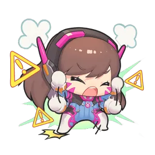 😣 D.Va Overwatch D.Va, Overwatch, Video game, Chibi, Stiker telegram sticker