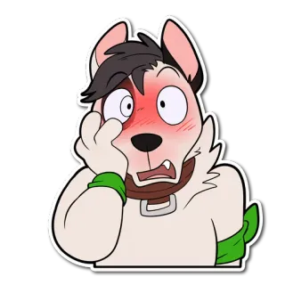 😳 dog, anthro, cartoon, furry, embarrassed, sticker telegram sticker