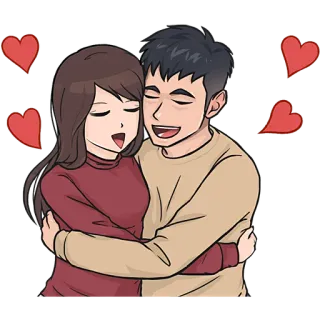 😍 커플, 사랑, 하트, 만화, 로맨스, 애정, 포옹 telegram sticker