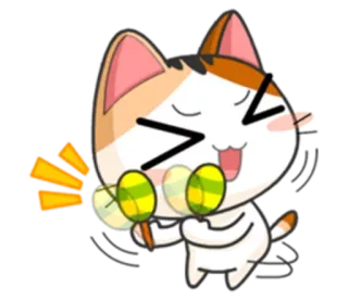 😆 gato, maracas, desenho animado, fofo, feliz, emoji telegram sticker