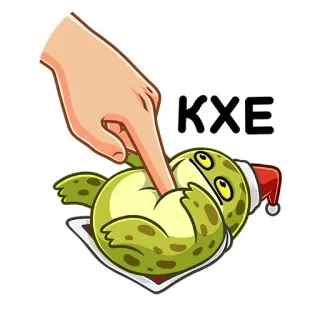 😕 KXE черепаха, мультфильм, смешной, наклейка, рождество, рука whatsapp sticker