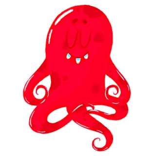 🧘‍♀️ octopus, red, cartoon, cute, sea creature telegram sticker