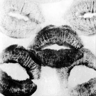 😘 labbra, bacio, rossetto, bocca, bianco e nero, stampa telegram sticker