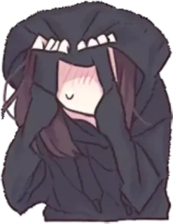 😭 Anime, Cartoon, Mädchen, Hoodie, schüchtern, süß telegram sticker