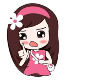 😠 可爱, 卡通, 女孩, 花, 粉色, 迷人 whatsapp sticker