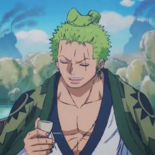 🌽 Zoro One Piece anime, one piece, zoro, pirate, swordsman, drinking, sake telegram sticker