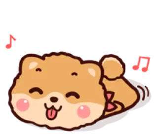 😌 pies, słodki, szczeniak, zwierzę, kreskówka, szczęśliwy, muzyka telegram sticker