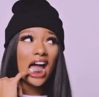 💫 Megan Thee Stallion Megan Thee Stallion, Rapper, Selebriti, Musik, Wanita, Gigi emas telegram sticker