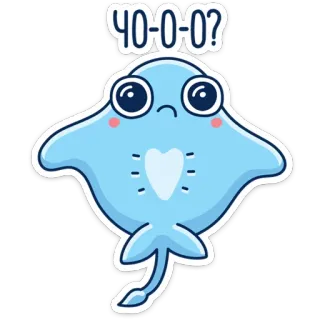 ❓ Ч-о-о? manta, cartone animato, carino, animale, pesce, creatura marina whatsapp sticker