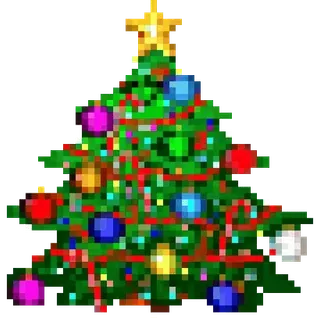 🎄 크리스마스 트리, 휴일, 장식, 별, 축제, 겨울, 축하, 픽셀아트 whatsapp sticker