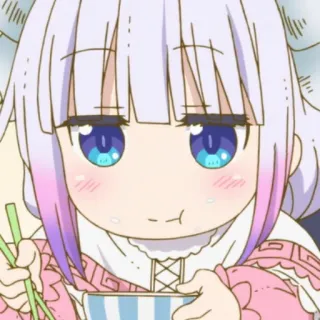 🌥 Kanna Kamui Miss Kobayashi's Dragon Maid Anime, Naga, Kawaii, Lucu, Makan whatsapp sticker