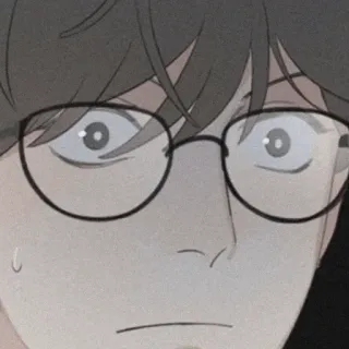 💱 Anime, Postać, Mężczyzna, Okulary, Zmartwiony, Przestraszony telegram sticker