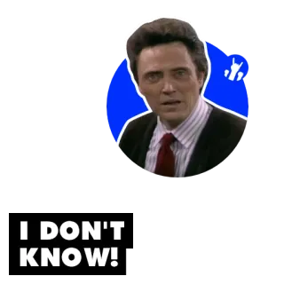 🤷‍♂️ I DON'T KNOW! ミーム, 知らん, ポートレート, クリストファー・ウォーケン, 俳優, 表情, 青 telegram sticker