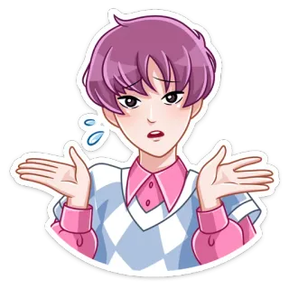 🤷‍♂ Anime, Chico, Pelo morado, Encogiéndose de hombros, Pregunta telegram sticker