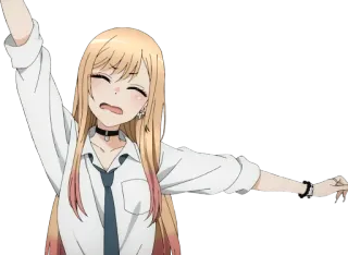 🥱 Marin Kitagawa My Dress-Up Darling anime, girl, cute, blonde, uniform, marin kitagawa, my dress-up darling telegram sticker