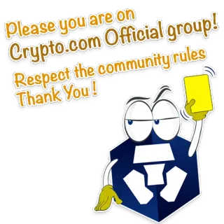 🟨 Please you are on Crypto.com Official group! Respect the community rules Thank You!! crypto.com, criptomoeda, grupo oficial, comunidade, regras, obrigado telegram sticker