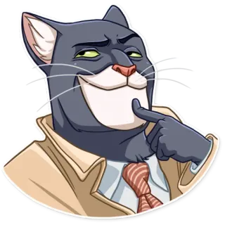 🤔 Katze, Detektiv, lustig, Tier, Cartoon telegram sticker