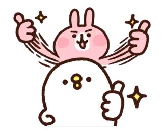 👍 rabbit, bird, cute, kawaii, thumbs up, sparkles whatsapp sticker