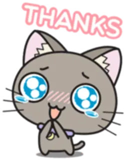 🙏 THANKS cat, anime, thanks, cute, sparkly, glitter, kawaii whatsapp sticker