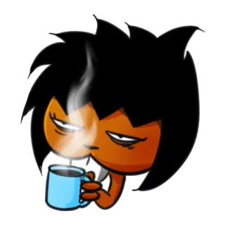 ☕ kartun, kopi, lelah, pagi, mengantuk, karakter telegram sticker
