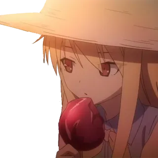 🍭 anime, dziewczyna, kapelusz, jabłko w karmelu telegram sticker