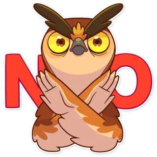 🙅 NO burung hantu, tidak, penolakan, negatif, kartun telegram sticker