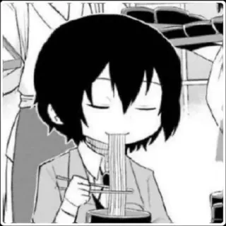 😎 Anime, Macarrão, Comendo, Chibi telegram sticker