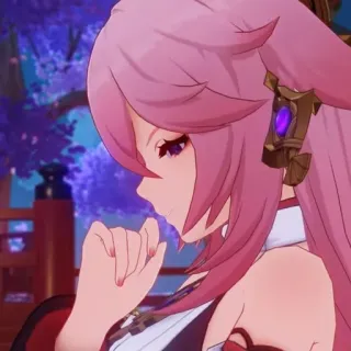 🌸 Yae Miko Genshin Impact 八重神子, 原神, アニメ, ゲームキャラクター, ピンク髪, 狐 whatsapp sticker