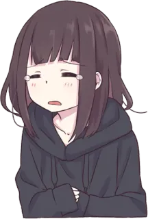 🤤 anime, girl, crying, sad, emotional, cartoon telegram sticker