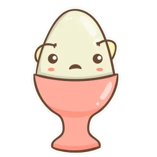 😆 ovo, ovo cozido, comida, desenho animado, fofo, triste, emoji telegram sticker