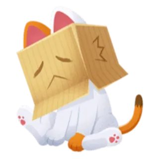 😞 gato, caixa de papelão, triste, kawaii, fofo, animal, animal de estimação whatsapp sticker