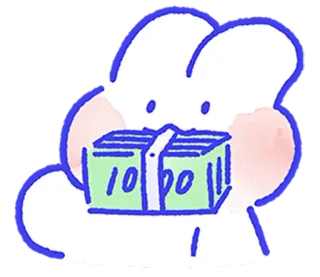 💵 lapin, argent, mignon, pile de billets, dessin animé, illustration telegram sticker