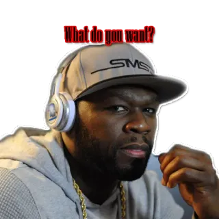 ❓ 50 Cent What do you want? 50 Cent, Rapper, Muziek, Koptelefoon, Beroemdheid telegram sticker