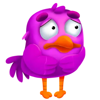 😨 Vogel, traurig, Cartoon, lila, niedlich, Tier telegram sticker