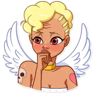 🤔 ангел, тату, череп, крылья, мультфильм telegram sticker