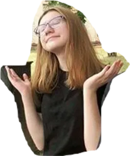 🤷 Mädchen, Person, Brille, Arme ausgestreckt, Achselzucken, Teenager telegram sticker