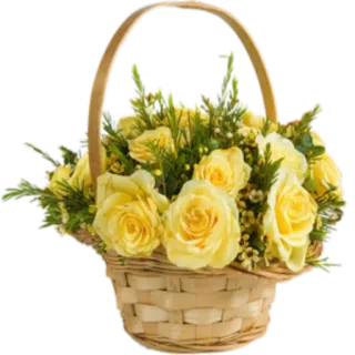 💐 цветы, розы, букет, корзина, желтый, цветочный, композиция whatsapp sticker