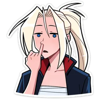 😐 アニメ 女の子, 面白い, ジョーク, 漫画, キャラクター, 金髪, 指差し telegram sticker
