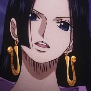 🌙 Boa Hancock One Piece Anime, Dibujo animado, Personaje, One Piece, Boa Hancock, Pendientes serpiente telegram sticker