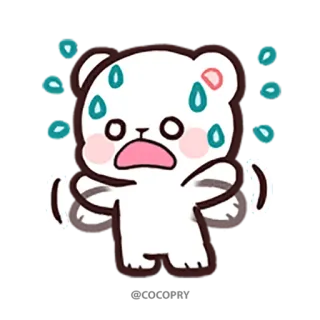 😰 sticker, dessin animé, ours, transpiration, anxieux, inquiet, mignon whatsapp sticker