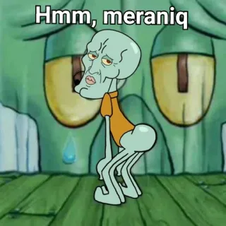🌟 Squidward Tentacles SpongeBob SquarePants Hmm, meraniq Carlo, Bob l'éponge, Mème, drôle, dessin animé whatsapp sticker