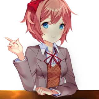 🙂 Sayori Doki Doki Literature Club! Anime, Ragazza, Carina, Fiocco, Che indica telegram sticker