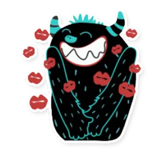 💋 Monstro, Desenho animado, Lábios, Beijos, Fofo, Feliz whatsapp sticker
