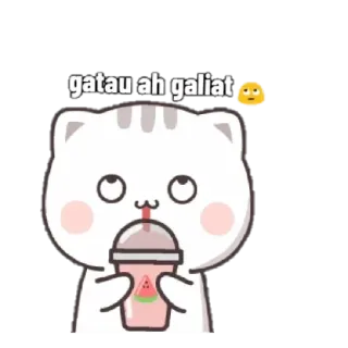 🙄 gatau ah galiat 🤔 고양이, 동물, 음료, 귀여운, 밈 telegram sticker