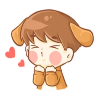 💋 Desenho animado, Fofo, Corações, Filhote, Menino telegram sticker