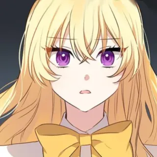 🥡 anime, cabelo loiro, olhos roxos, desenho animado, mulher, personagem telegram sticker