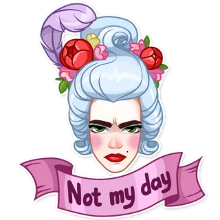 😑 Not my day femme, cheveux, maquillage, fleurs, frustrée, énervée telegram sticker