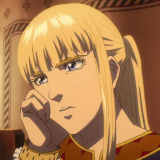 ⚔️ Anime, Femme, Blonde, Pensive, Sérieuse telegram sticker