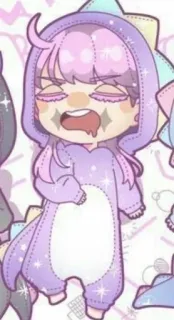 🌟 จิบิ, น่ารัก, ไดโนเสาร์, ง่วง, การ์ตูน, คาวาอิ telegram sticker