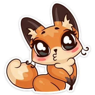 ☺️ 狐狸, 可爱, 动物, 贴纸, 卡通 telegram sticker